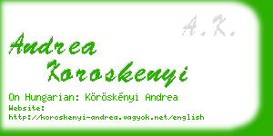 andrea koroskenyi business card